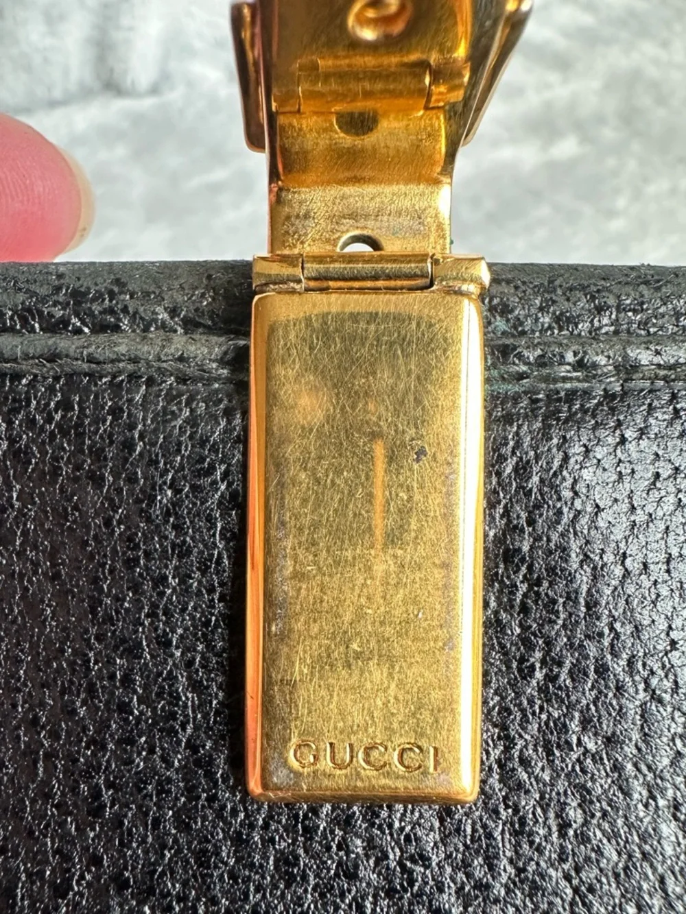 Gucci Black Leather Wallet Gold Clasp Vintage Made in Italy ✨ - Picture 9 of 14